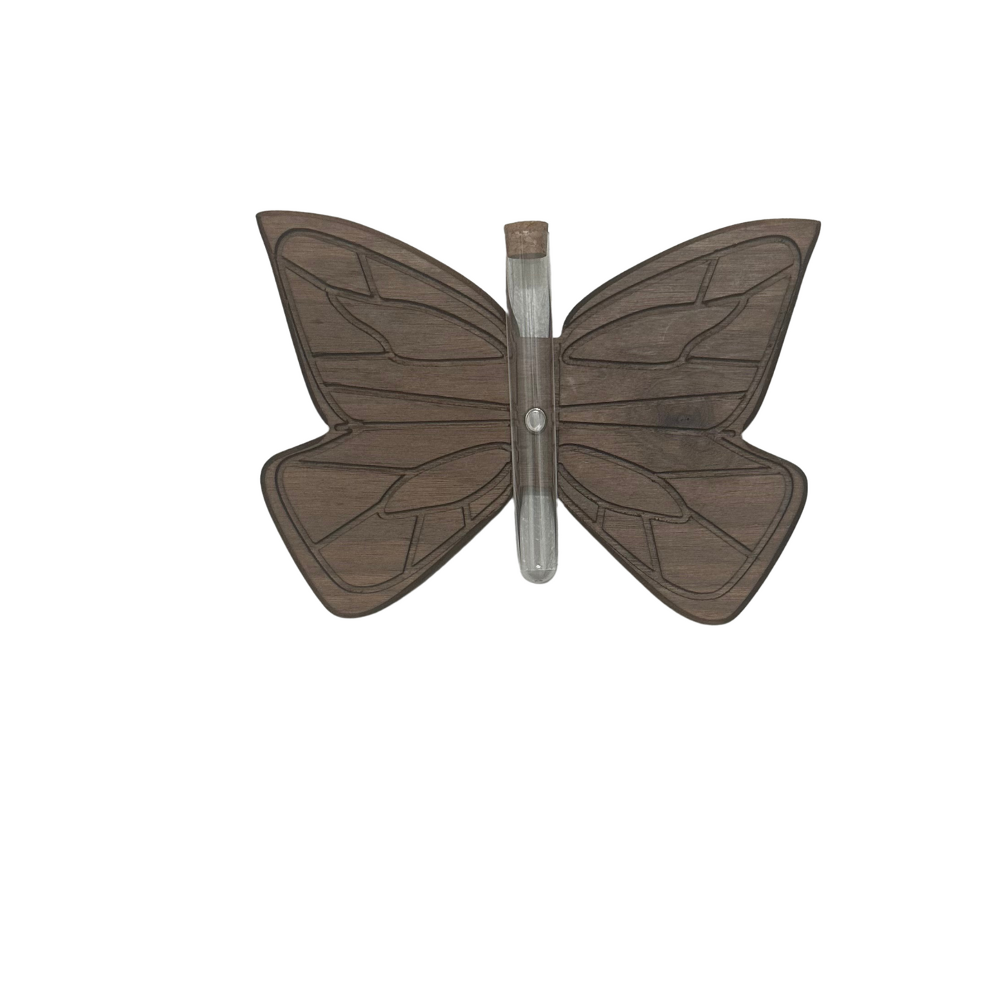 Butterfly Wall Propagation Station | Hanging Plant Holder with Magnetic Tube | Natural Hardwood Wall Planter for Cuttings & Flowers