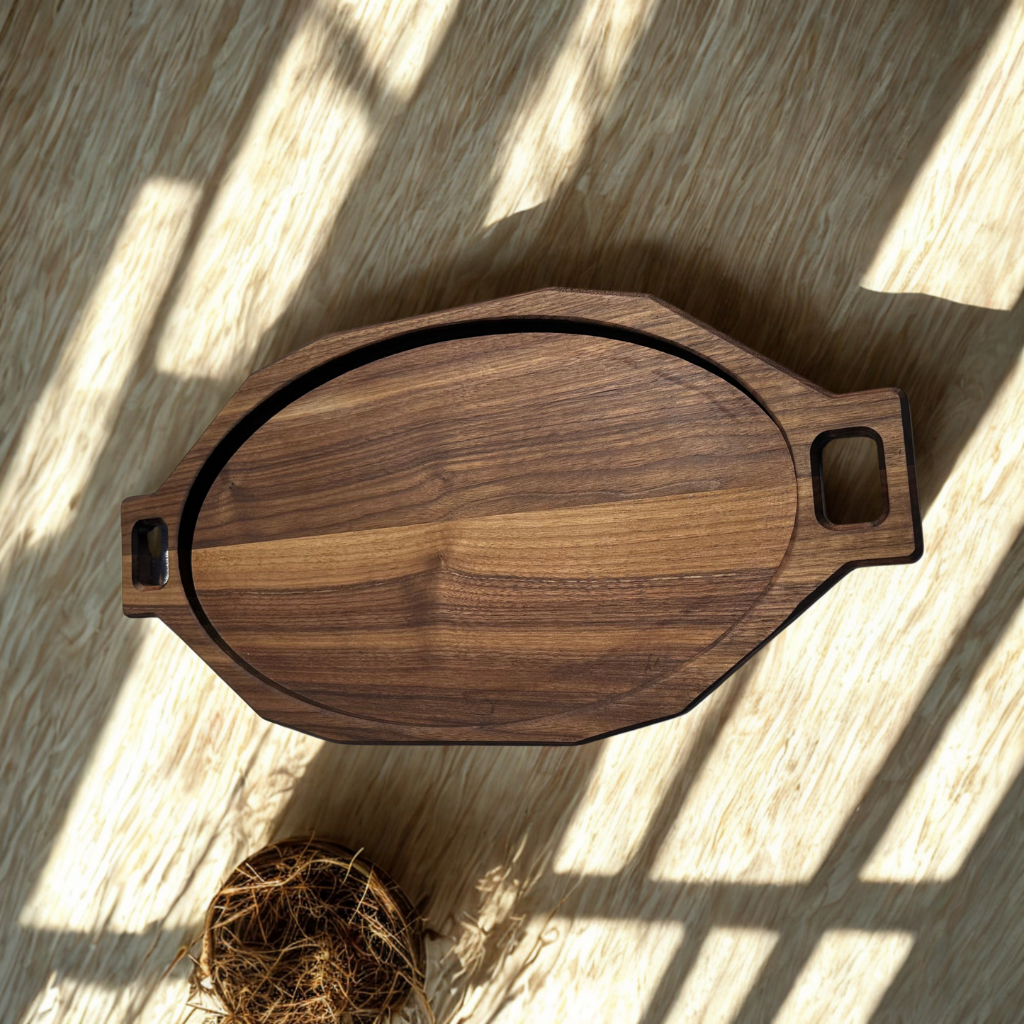 Natural Wood Butler Tray | Serving Tray w/ Handles | Handmade Serving Tray