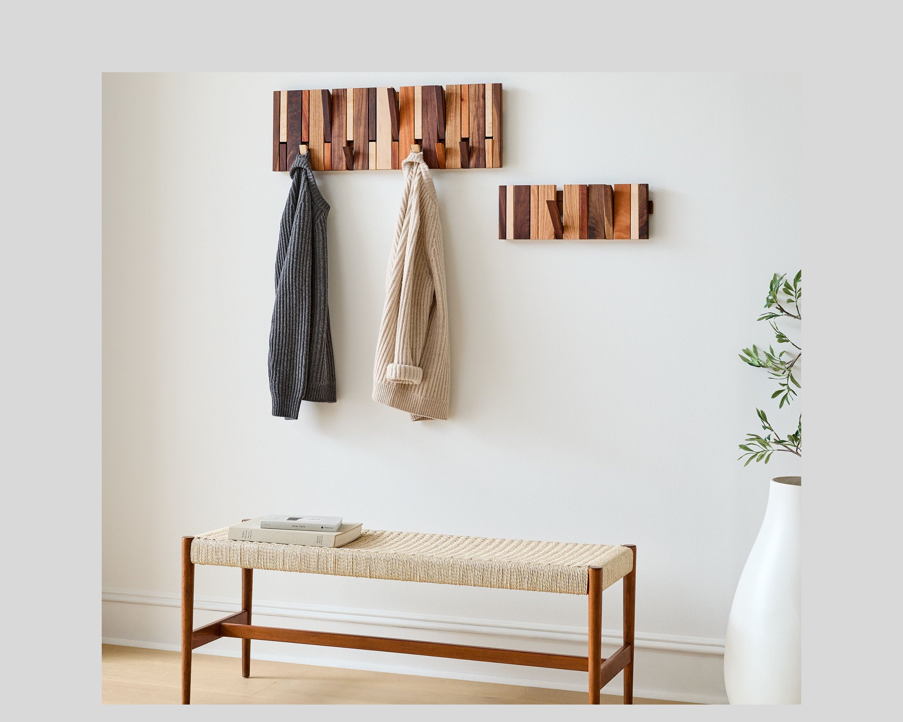Multi Material Piano Coat Rack, Handmade Wall Mounted Coat Rack