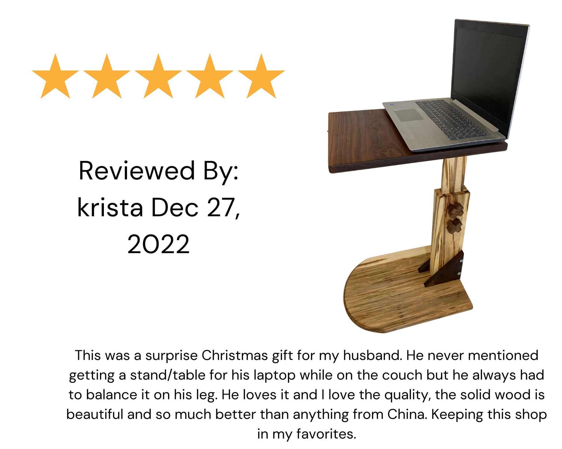 Adjustable Height C Table, Solid Wood TV Tray Table | Multifunctional Furniture | Multiuse Sofa Arm Rest Table for Laptop & Work Table