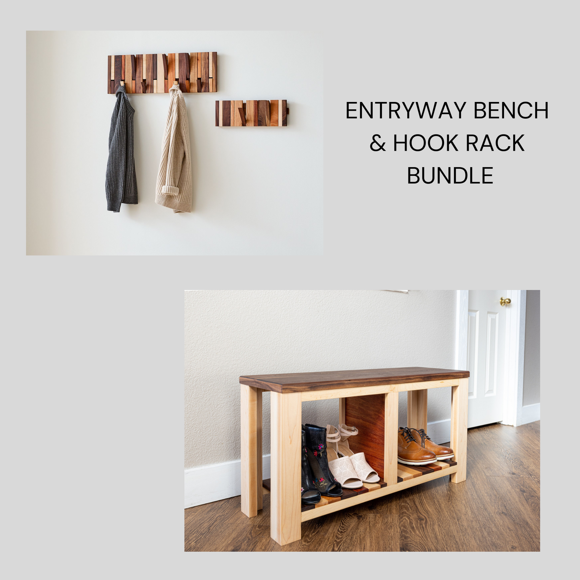Entryway Shoe Bench & Hook Rack Bundle – StoneWon Designs