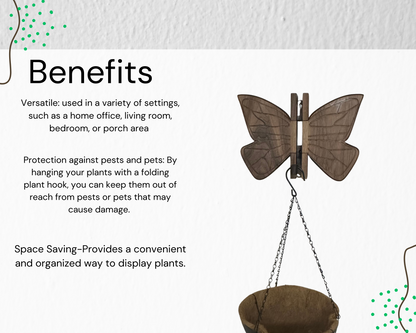 Butterfly Wall Propagation Station | Hanging Plant Holder with Magnetic Tube | Natural Hardwood Wall Planter for Cuttings & Flowers