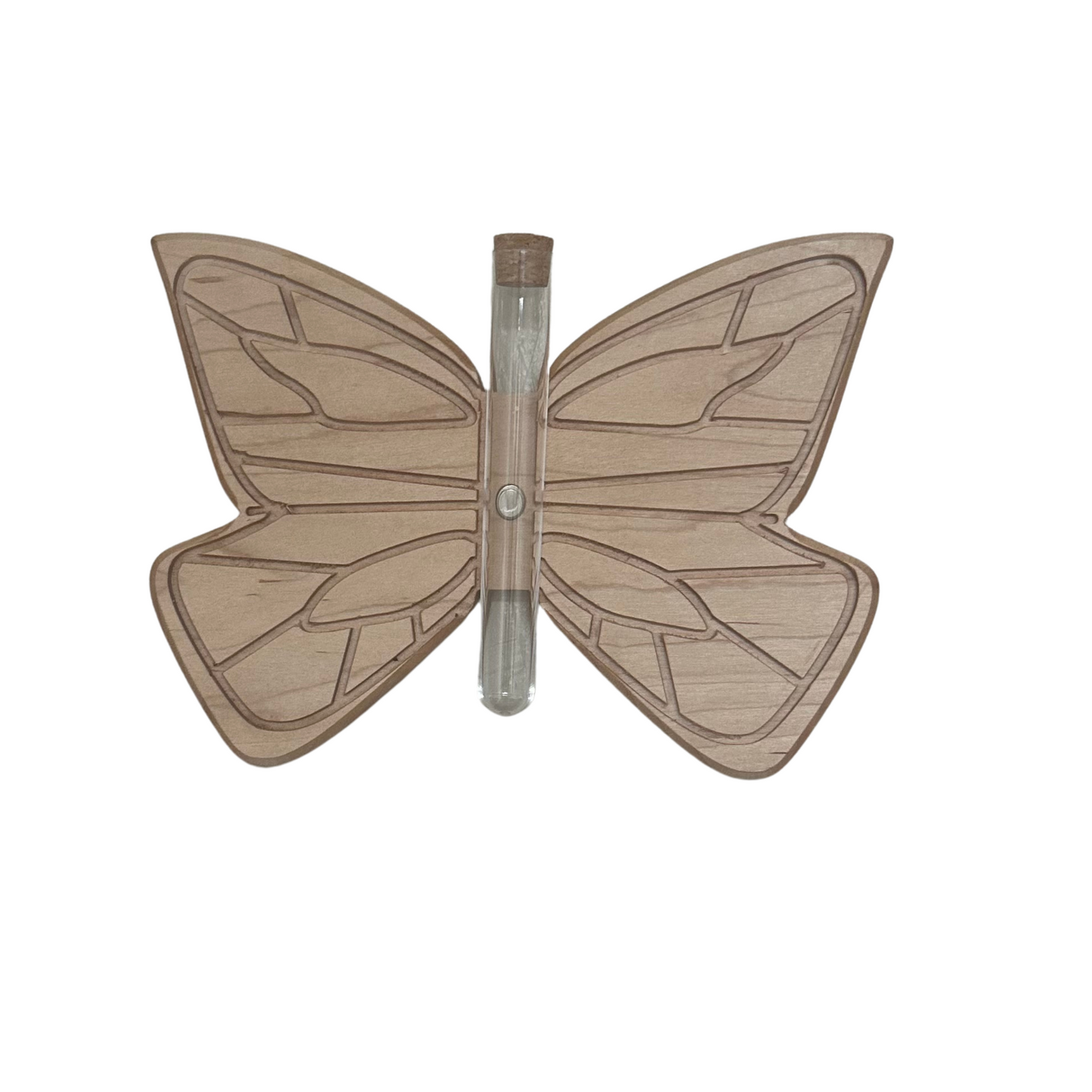 Butterfly Wall Propagation Station | Hanging Plant Holder with Magnetic Tube | Natural Hardwood Wall Planter for Cuttings & Flowers