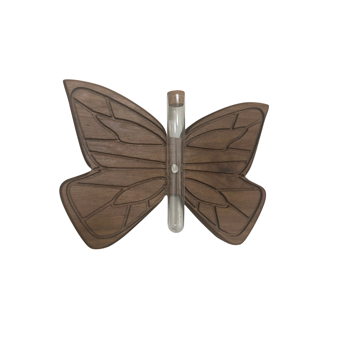Butterfly Wall Propagation Station | Hanging Plant Holder with Magnetic Tube | Natural Hardwood Wall Planter for Cuttings & Flowers
