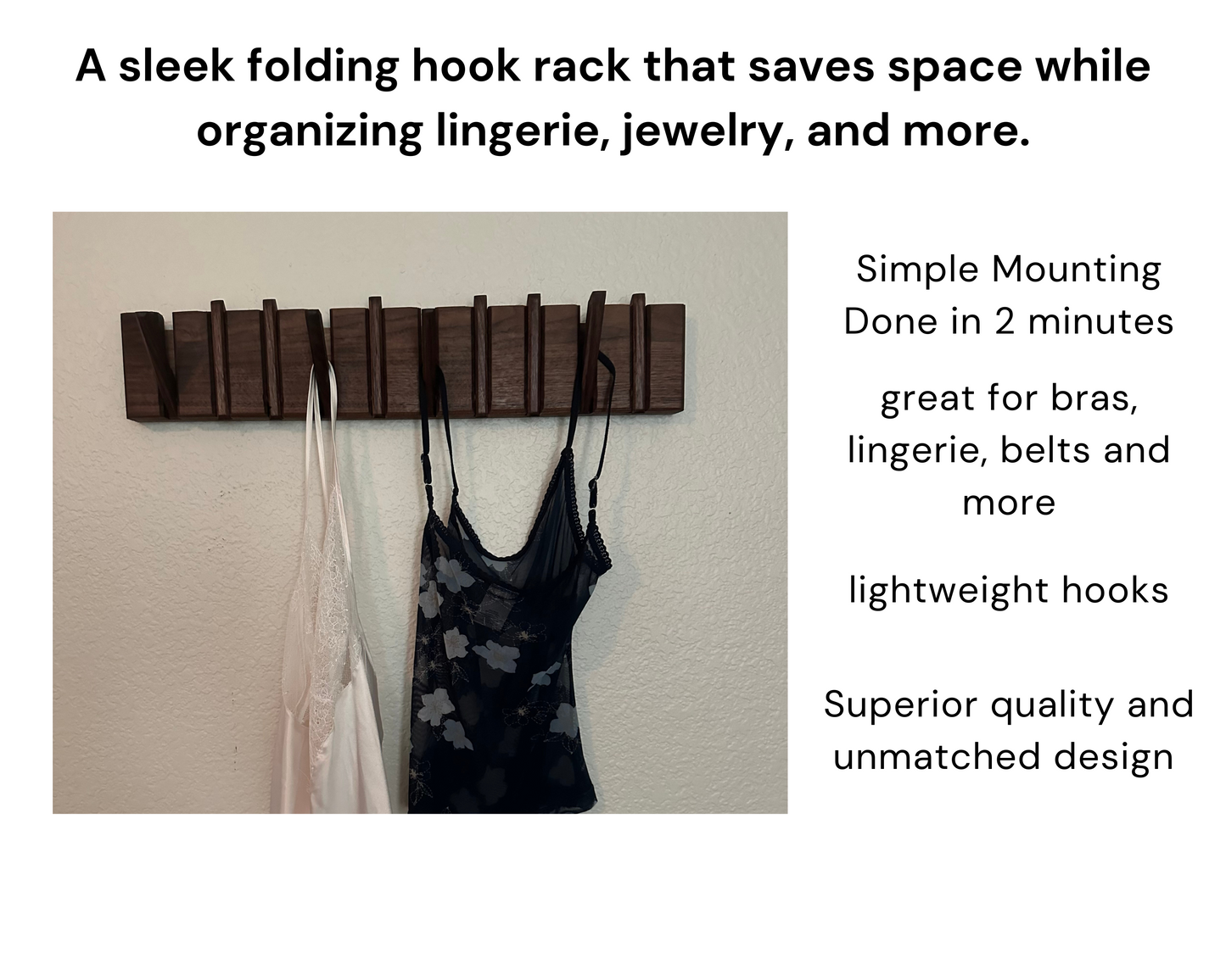 Mini Folding Hook Rack | Closet Organizer for Bras, Belts & Lingerie