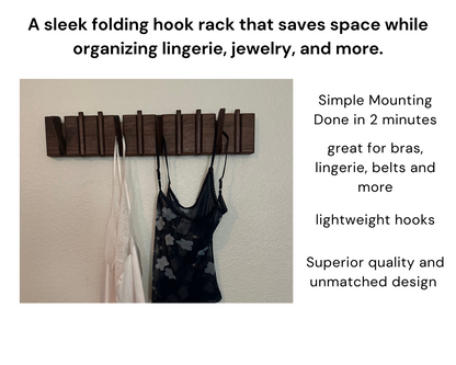 Mini Folding Hook Rack | Closet Organizer for Bras, Belts & Lingerie