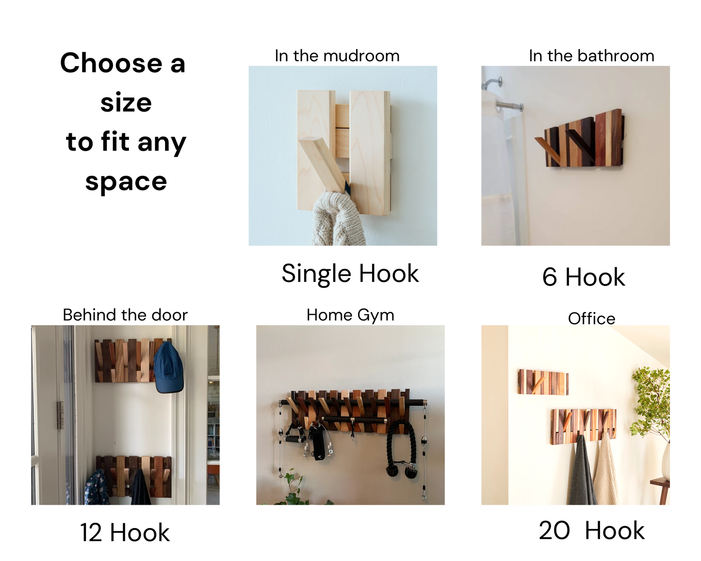 Piano Hook Rack Multi Material 6 Hook 18 x 6.5