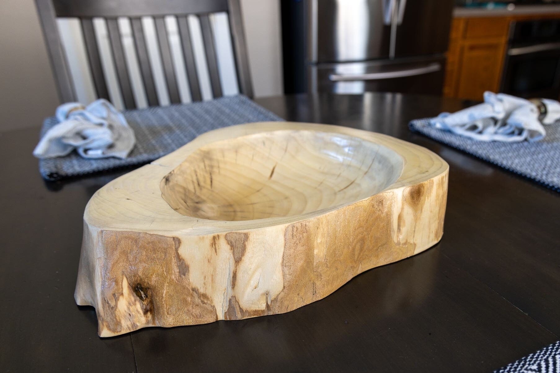 Natural Root Fruit Tray| Hand Carved Wood Bowl | Handmade Live Edge Decorative Tray