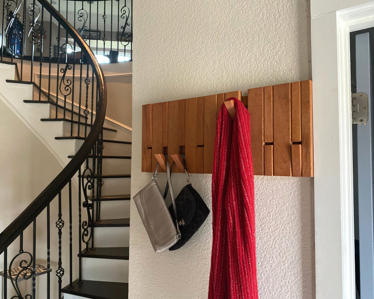 Natural Wood Wall Mounted Piano Coat Rack, Flip Down Wall Hook Rack –  StoneWon Designs