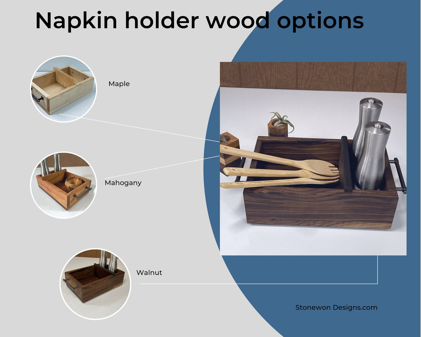 Wood Table Organizer Napkin Holder| Handmade Table Organizer