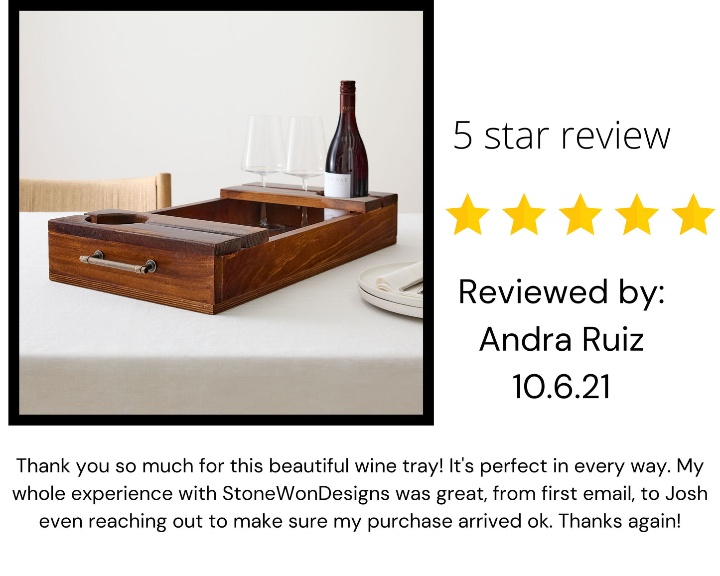 Wooden Wine Bottle & Wine Glass Serving Tray | Table Décor