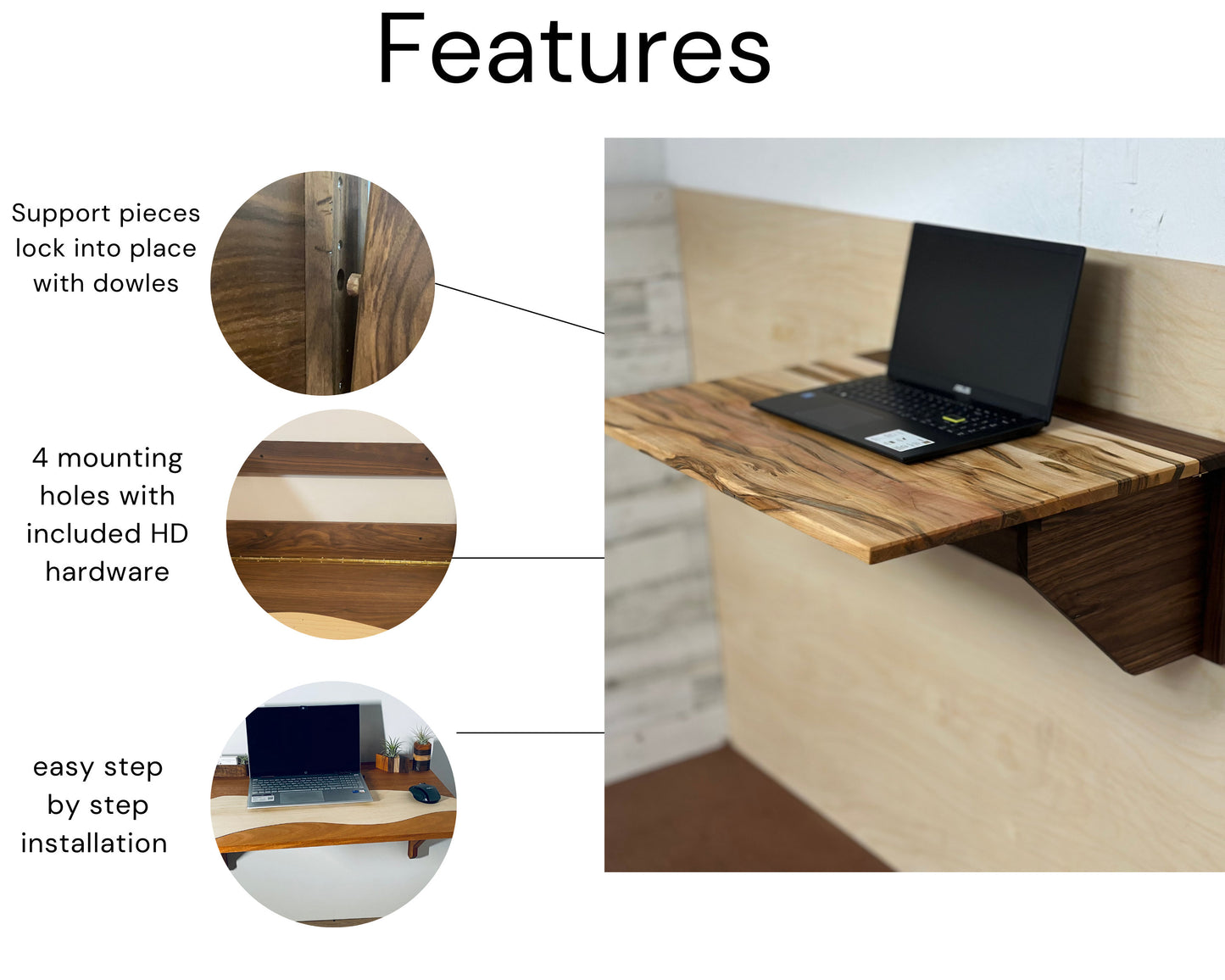 Ashland Murphy Desk, Wall Mounted Table  | Multifunctional Furniture|  Space Saving Modern Folding Desk for Writing