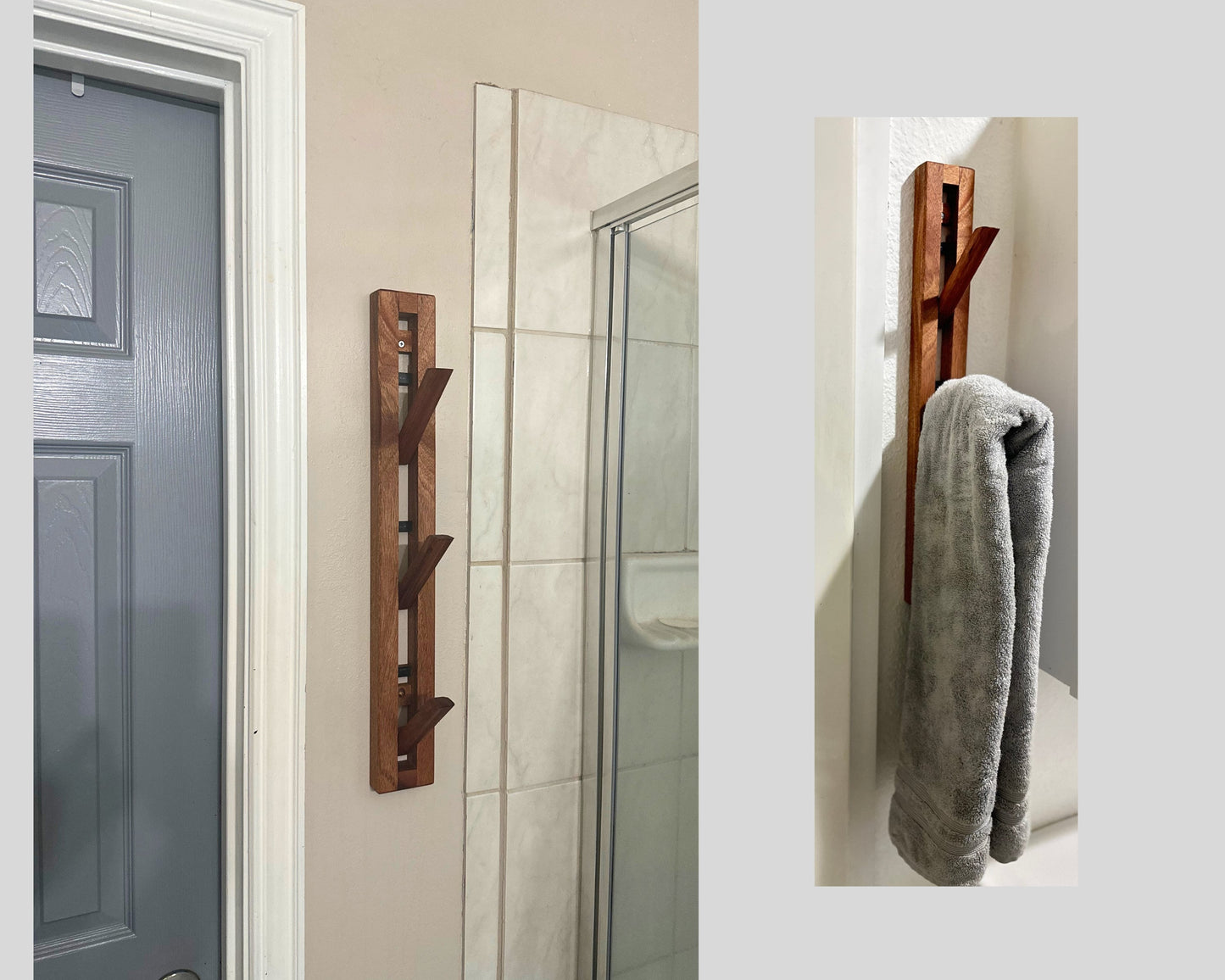 Magnetic Towel Rack, Hardwood Hook Rack | Functional Coat Rack | Slim Design Wall Hooks for Narrow Spaces